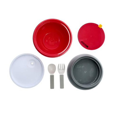 2 Layer Fashionable Round Lunch Box | Insulated Leakproof Food Container with Spoon & Fork