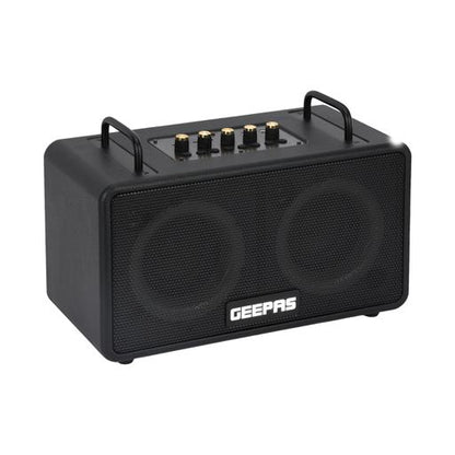 Geepas Bluetooth Speaker with UHF Microphone- GMS11203/ 5-6 Hours Playtime, TF, USB, AUX, TWS, Micro SD Cards, MIC/ Rechargeable Battery, Enhanced Quality, Simple Sound Control/ RGB Light Effects, Perfect for Parties, Picnics, Entertainment