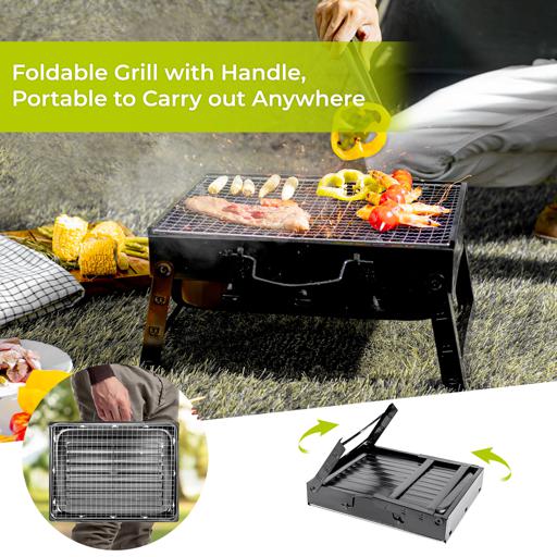 Barbeque Stand With Grill  Iron Construction Rf10358 Foldable Barbecue Charcoal Grill Black