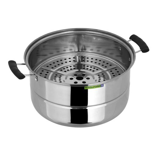 3 Layer Stainless Steel Steamer Pot 9L – 30cm Multi-Tier Cooking Pot, Induction & Gas Compatible, Dishwasher Safe, Heat Resistant with Durable & Comfortable Handles Silver 30cm