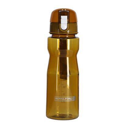 Water Bottle- Reusable Water Bottle | Wide Mouth with Hanging Clip | Button Lock Lid with Transparent Body | Perfect while Travelling Golden 600ml