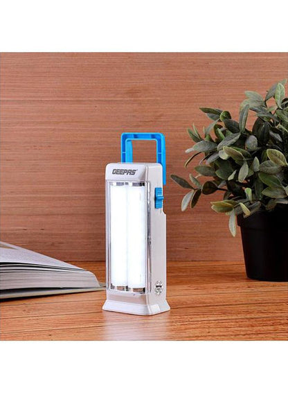 Rechargeable Emergency Lantern, 4hr Duration| 18 Pcs SMD High Power LED | Rechargeable Battery, Portable Handle, 4 Hours Working, Anti Glare Bright Light| Ideal for Trekking, Hiking & More White/Blue