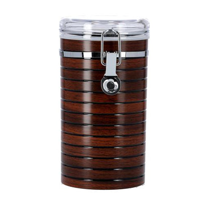 RF8223 Coffee Storage Container 1.05L | Airtight Stainless Steel Coffee Canister with CO₂ Valve | Cherrywood Finish Kitchen Storage Jar | Vacuum Food Storage Container