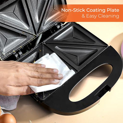 Portable Powerful 2 Slice sandwich Maker Grill maker with Non-Stick Plates and Cool Touch Handle Indicator Light 750 W GSM6002 Black, Silver