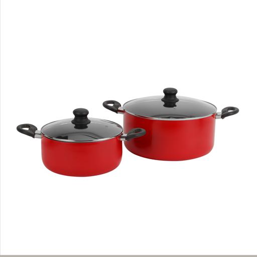 10-Piece Non-Stick Cookware Set Aluminum Body With 3-Layer Non-Stick Coating Cd Bottom Bakelite Handles And Glass Lid Multicolour