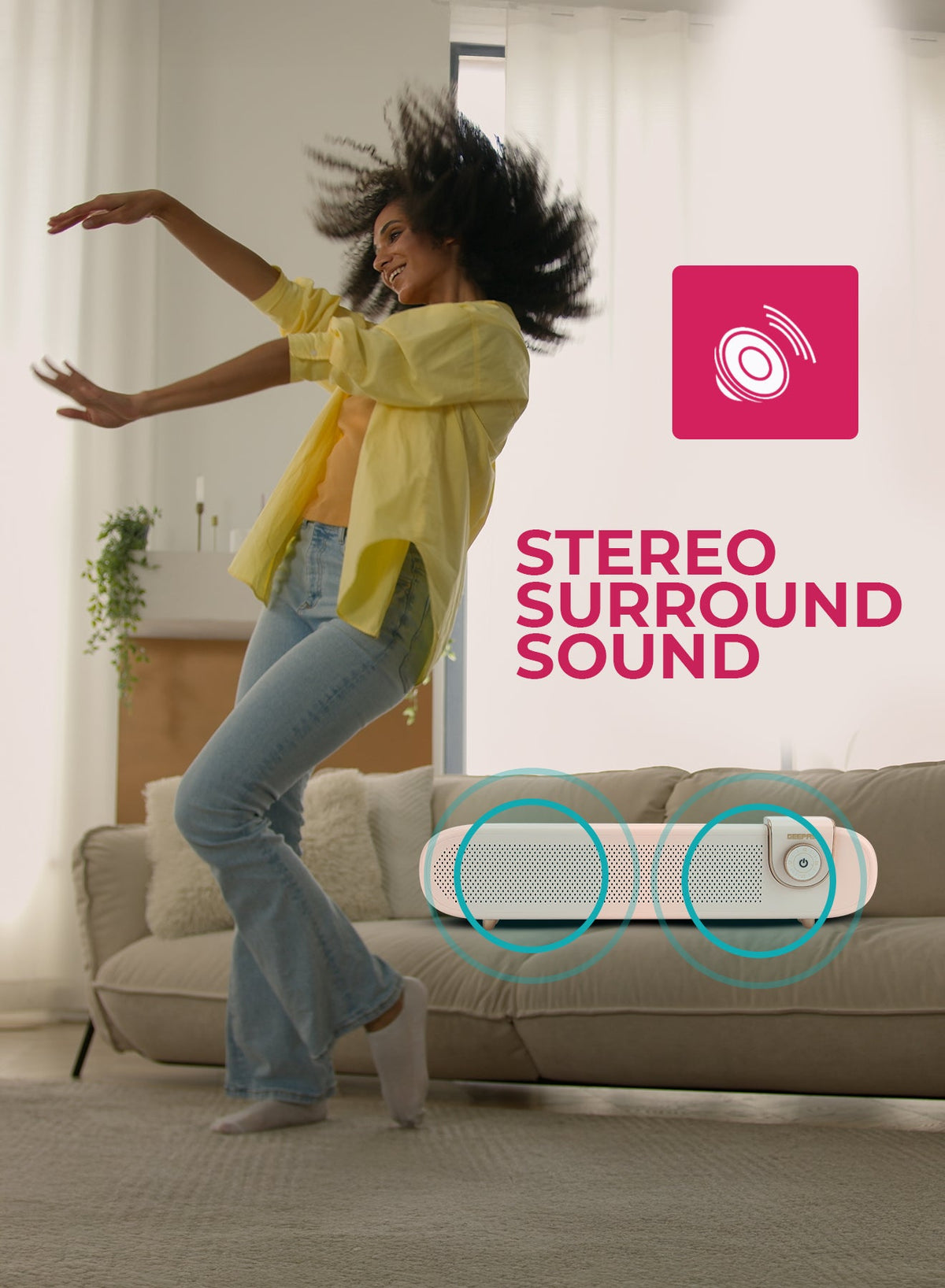 Portable Stylish Bluetooth Speaker | 6 Hours Playtime, Stereo Surround Sound, TF/USB/AUX Support | Type-C Charging, Compact Design GMS11198 | Pink pink