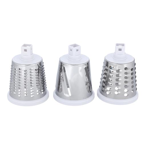 Rotary Grater with 3 Interchangeable Stainless Steel Blades | Manual Vegetable Slicer & Cheese Grater | Suction Base | Dishwasher Safe | Red & Black