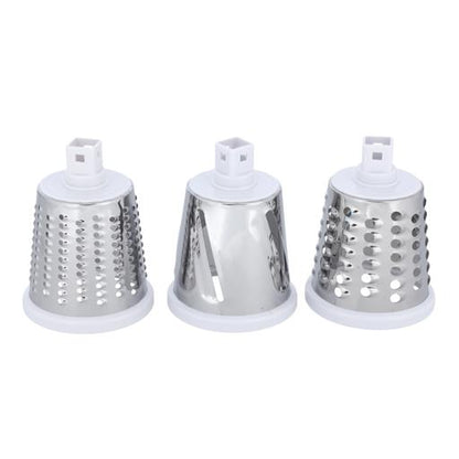 Rotary Grater with 3 Interchangeable Stainless Steel Blades | Manual Vegetable Slicer & Cheese Grater | Suction Base | Dishwasher Safe | Red & Black