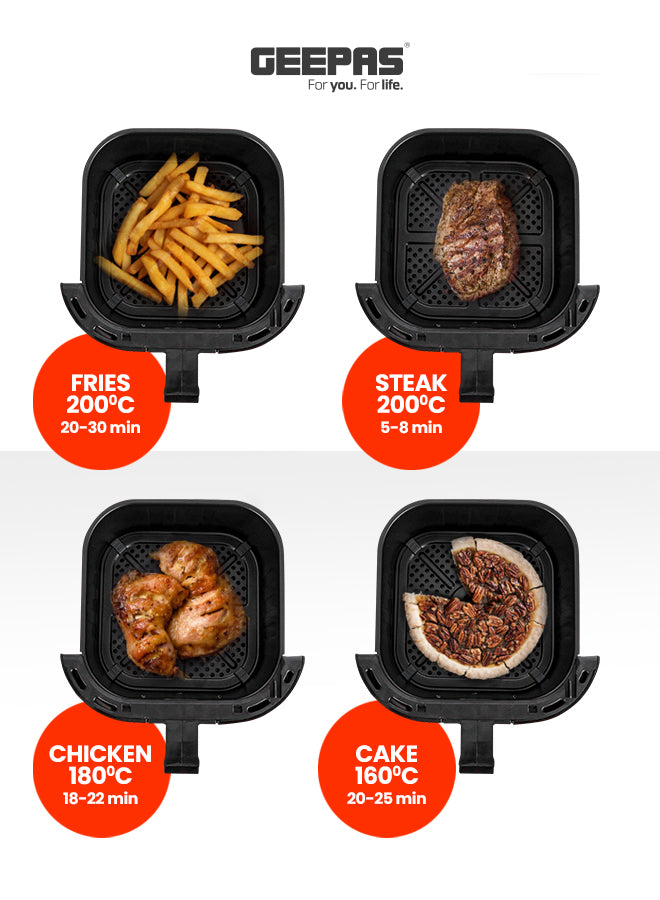 Air Fryer With Advanced Vortex Air Frying Technology, Adjustable Time & Temperature Controls, Non-Stick Coated Pan And Tray 7 L 1800 W GAF37507 Black/Silver