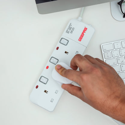 Portable Multi Socket, Extension Board, GES4083 | 3meter Cable Power Extension Socket | Multi Plug Power Cable | High Quality, Heavy Duty Power Switch White 3meter