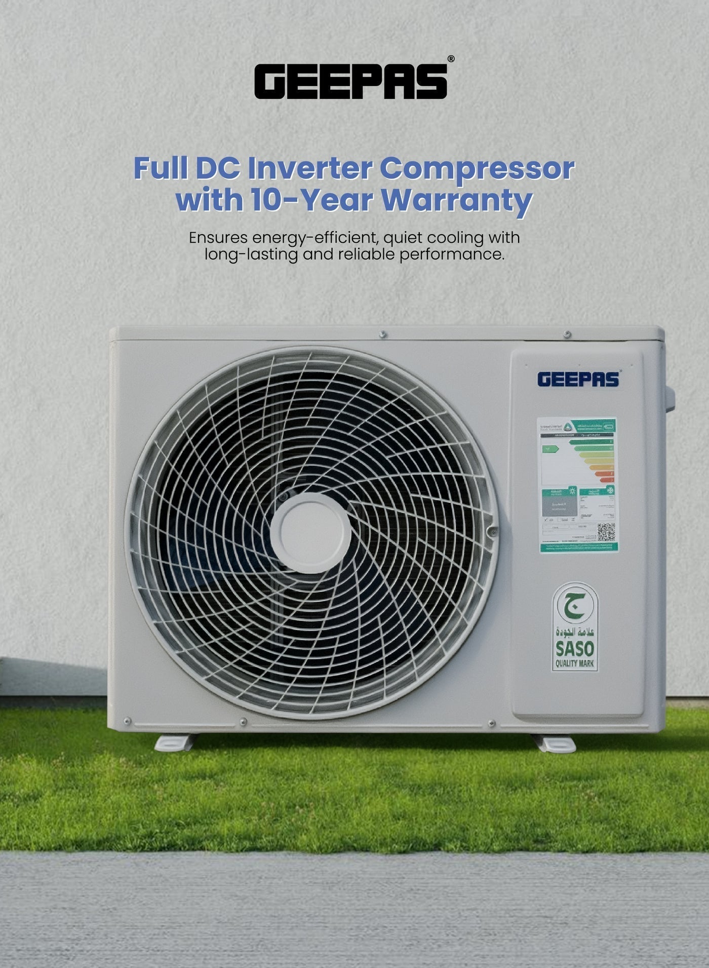 2.0 Ton Inverter Split Air Conditioner (24,000 BTU) – Smart Wi-Fi, 4D Airflow, Self-Cleaning, Auto-Diagnosis with 10-Year Compressor Warranty GACS2426KRBA White