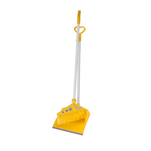 RF4477 Broom & Dustpan Set with Long Handles | Plastic Hand Broom with Durable Bristles | Upright Floor Cleaning Set for Home & Office