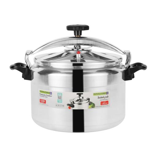 Royalford 18.0 L Aluminum Pressure Cooker- RF11980| Equipped with Multi-Safety Device and Unique Pressure Indicator| Durable Aluminum Alloy Construction with Firm Handles| Compatible with Gas Silver 18Liters