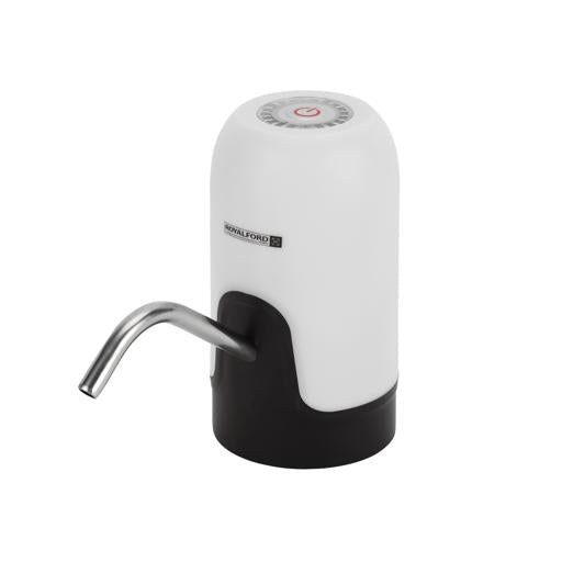 Royalford Rechargeable Water Pump RF12434 Simple Installation, Pump for Water Gallon Light Weight Pump with Easy One Touch Mechanism with LED Indicator and USB Charging White