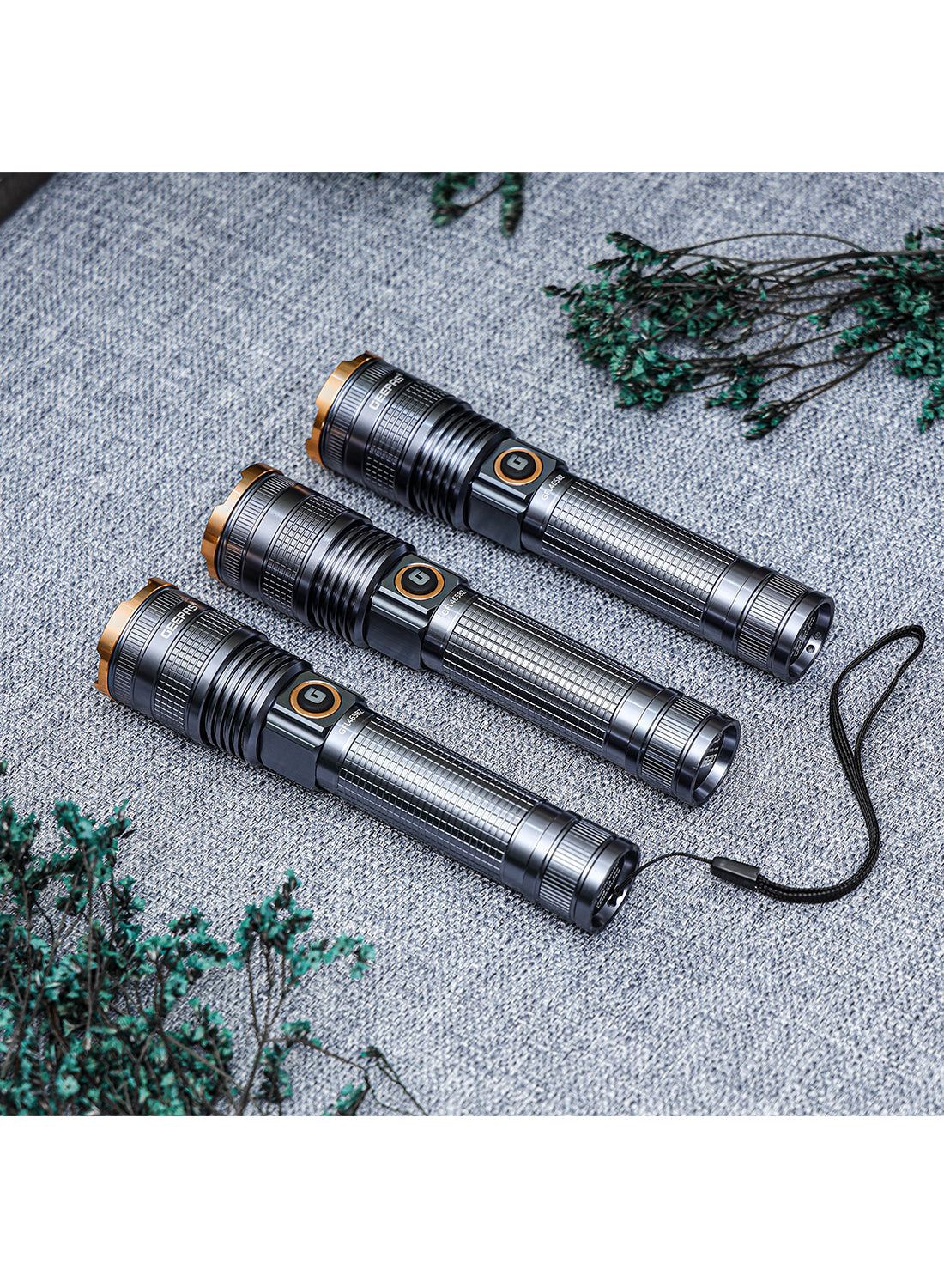Zoomable 3 IN 1 Family Pack Rechargeable LED Flashlight| Aluminium Alloy Body | 15 W High Power LED | Type C Charging Li-ion 4000 mAh Battery| 6 Hrs working time GFL4658 Black