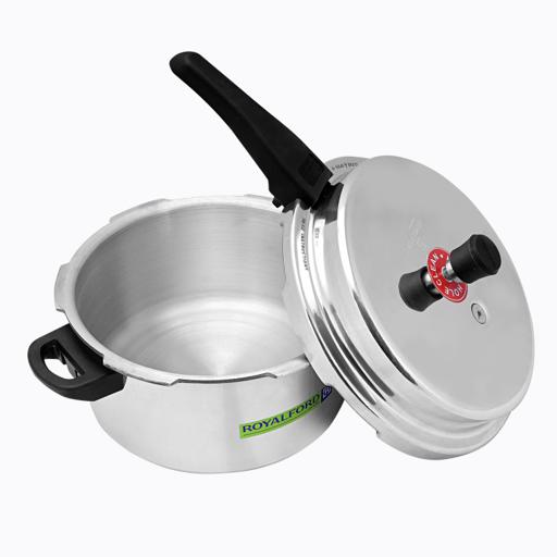 Royalford Rf8428 5 & 3 Litre Aluminum Pressure Cooker - Comfortable Handle Evenly Heating Cooker | Portable & Compact Design | Perfect For Chicken, Fish, Rice, Beef And More | Multiple Hobs, Silver