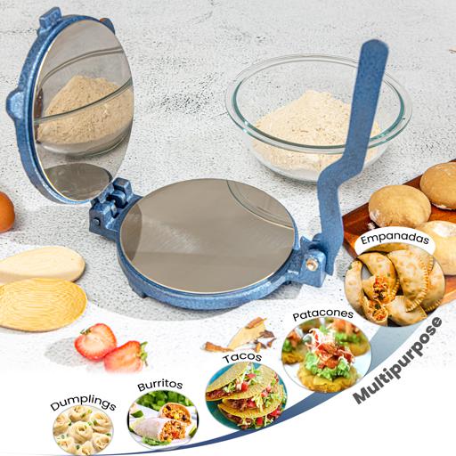 20cm Chapati Press with Stainless Steel Plate – Heavy Cast Iron Body for Perfect Roti, Chapati & Tortilla Multicolour 20cm