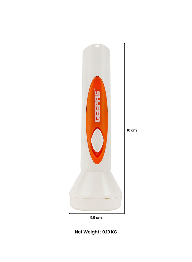 LED Torch - Rechargeable LED Flashlight - Super Bright 1x3W Hi-Power LED Torch Light - Pocket Size Handheld Emergency Torch - Powerful Torch White/Orange