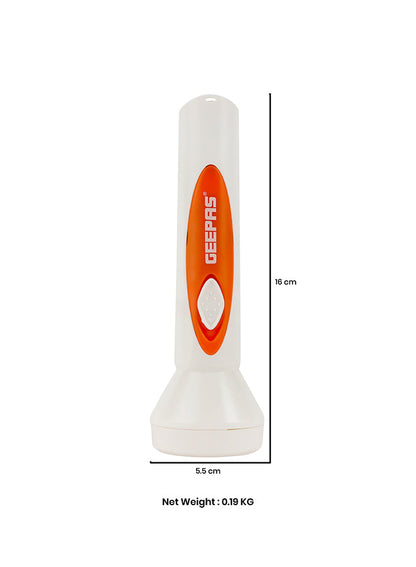 LED Torch - Rechargeable LED Flashlight - Super Bright 1x3W Hi-Power LED Torch Light - Pocket Size Handheld Emergency Torch - Powerful Torch White/Orange