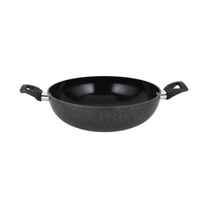Royalford Prido 8-piece Forged Aluminum Cookware Set- RF12771/ Durable Nonstick Ceramic Coating with 4-Layer Construction, Tempered Glass Lid/ Includes Casseroles, Wokpan, Saucepan, Fry Pan, Pizza Pan, PFOA and PTFE Free/ Black