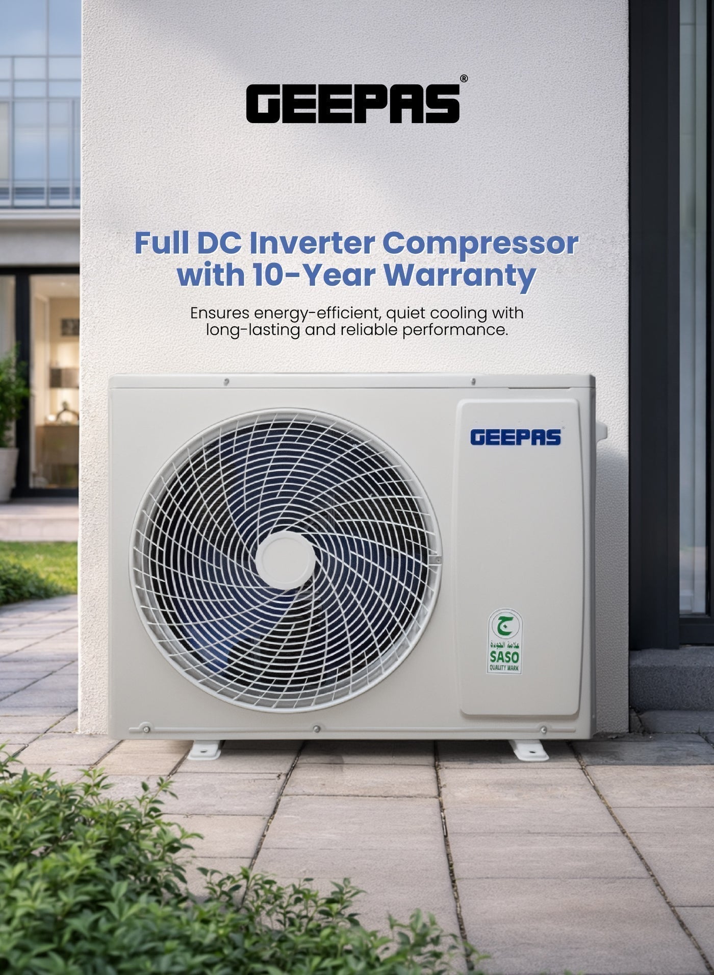 2.5 Ton Split AC (30,000 BTU) – Inverter with Wi-Fi, 4D Airflow, Smart Self-Clean & Auto Diagnosis – 10-Year Compressor Warranty GACS3026KRBA white