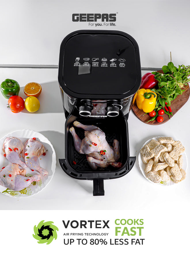 Air Fryer With Advanced Vortex Air Frying Technology, Adjustable Time & Temperature Controls, Non-Stick Coated Pan And Tray 7 L 1800 W GAF37507 Black/Silver
