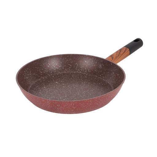 10-piece Chef Choice Non-Stick Cookware Set- RF12491/ Forged Aluminum Body, Granite Coated with 2.5 mm Thickness, Induction Base, Wooden-Finish Bakelite Handles and Glass Lid/ Includes Casserole, Fry Pan, Saucepan, 3 Nylon Tool/ Maroon Pink Maroon
