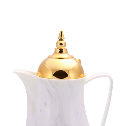 Double Wall Marble Tea & Cawa Set 2-Piece | 1L + 1L Insulated Vacuum Flask Set | Black & Gold / White & Gold