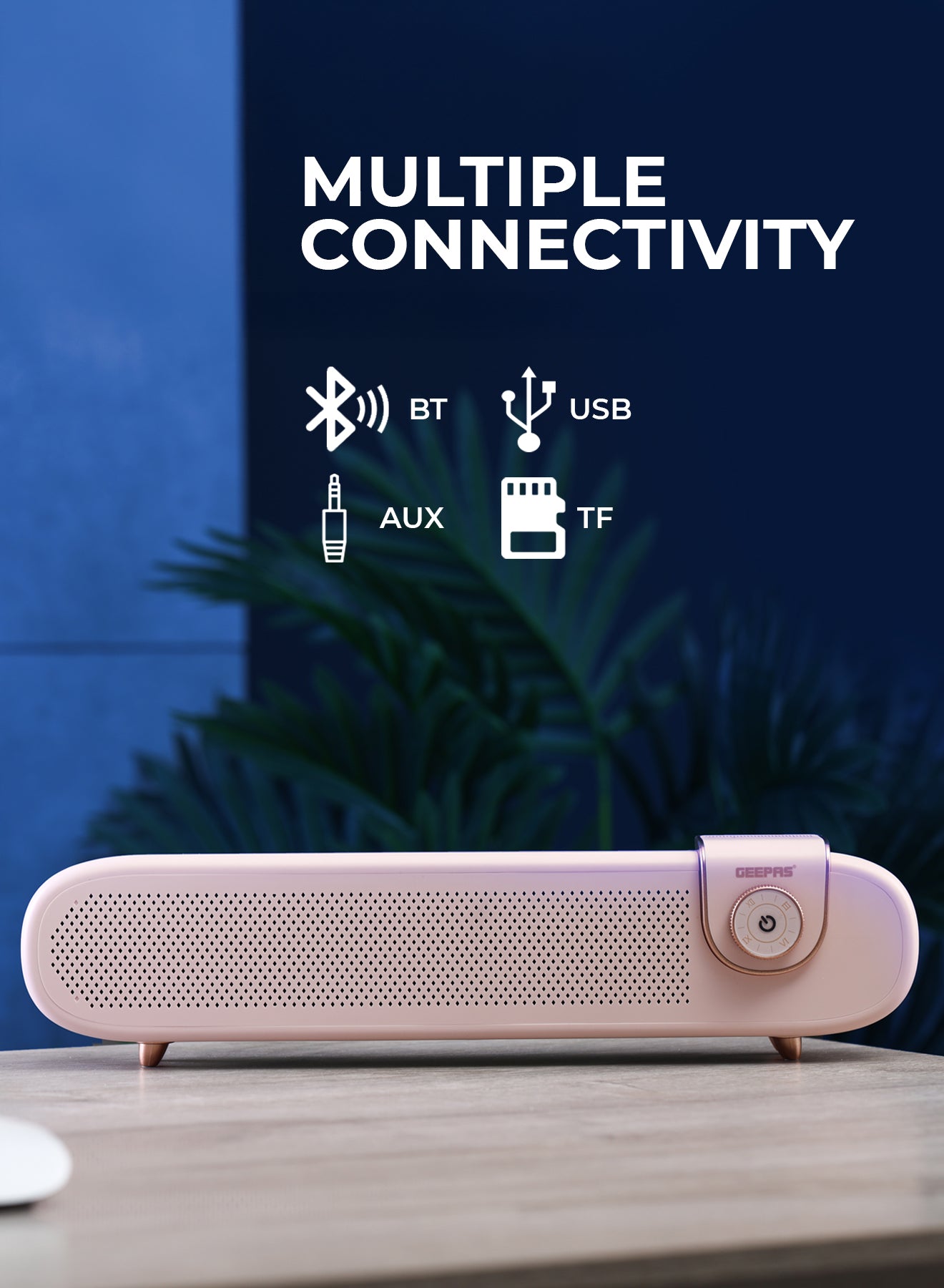 Portable Stylish Bluetooth Speaker | 6 Hours Playtime, Stereo Surround Sound, TF/USB/AUX Support | Type-C Charging, Compact Design GMS11198 | Pink pink