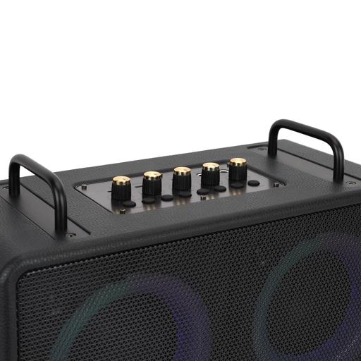 Geepas Bluetooth Speaker with UHF Microphone- GMS11203/ 5-6 Hours Playtime, TF, USB, AUX, TWS, Micro SD Cards, MIC/ Rechargeable Battery, Enhanced Quality, Simple Sound Control/ RGB Light Effects, Perfect for Parties, Picnics, Entertainment