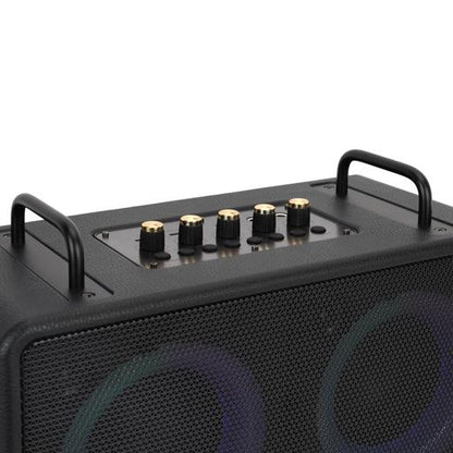 Geepas Bluetooth Speaker with UHF Microphone- GMS11203/ 5-6 Hours Playtime, TF, USB, AUX, TWS, Micro SD Cards, MIC/ Rechargeable Battery, Enhanced Quality, Simple Sound Control/ RGB Light Effects, Perfect for Parties, Picnics, Entertainment