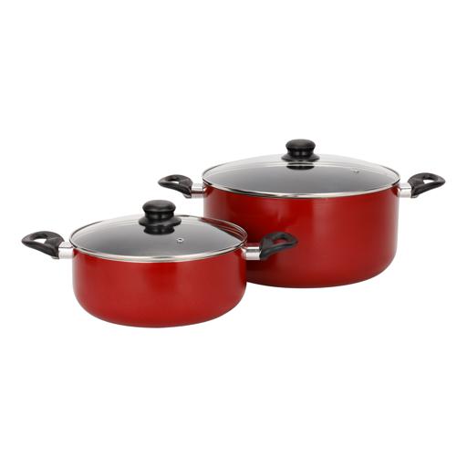 Royalford 10-Piece Non-Stick Cookware Set- RF12146/ Aluminum Body with 2.5 mm Thickness, Spiral Bottom, Bakelite Handles and Glass Lid/ Includes Casserole, Wokpan, Fry Pan, Tawa Multicolor