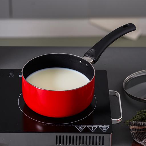 10-Piece Non-Stick Cookware Set Aluminum Body With 3-Layer Non-Stick Coating Cd Bottom Bakelite Handles And Glass Lid Multicolour