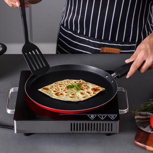 10-Piece Non-Stick Cookware Set Aluminum Body With 3-Layer Non-Stick Coating Cd Bottom Bakelite Handles And Glass Lid Multicolour