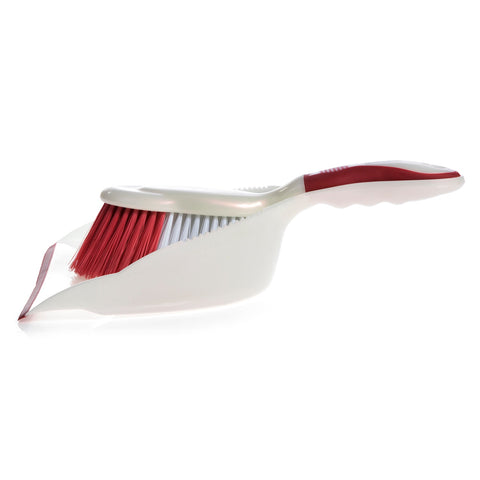 2-Piece Cleaning Dust Pan With Brush Set Orange/ Black 0.165kg