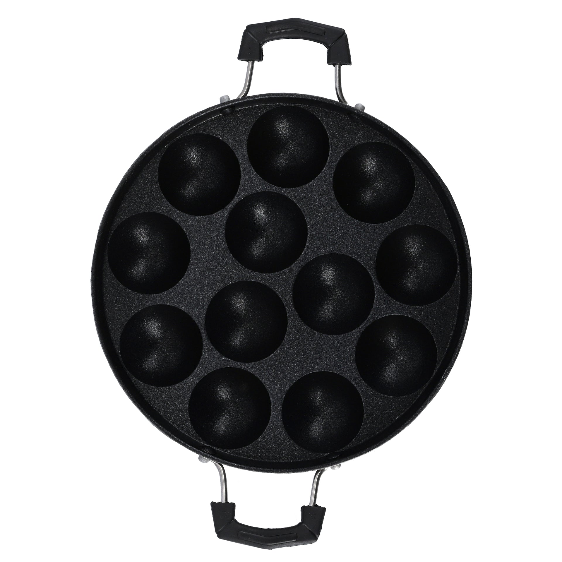 12-Pits Aluminum Appa Pathram Black 31x23x4.5cm
