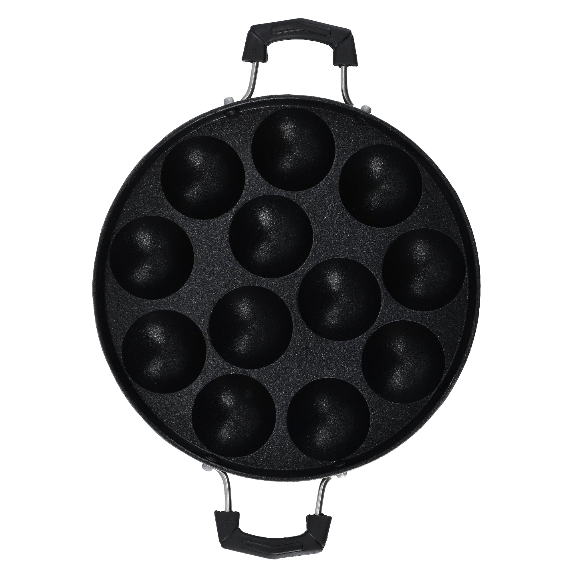12-Pits Aluminum Appa Pathram Black 31x23x4.5cm