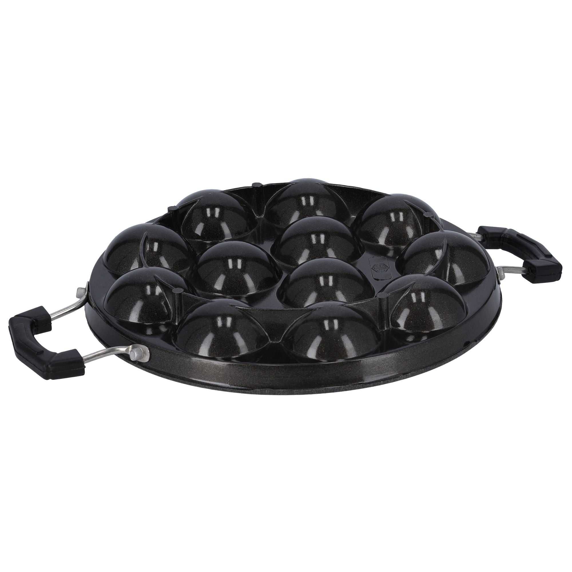 12-Pits Aluminum Appa Pathram Black 31x23x4.5cm
