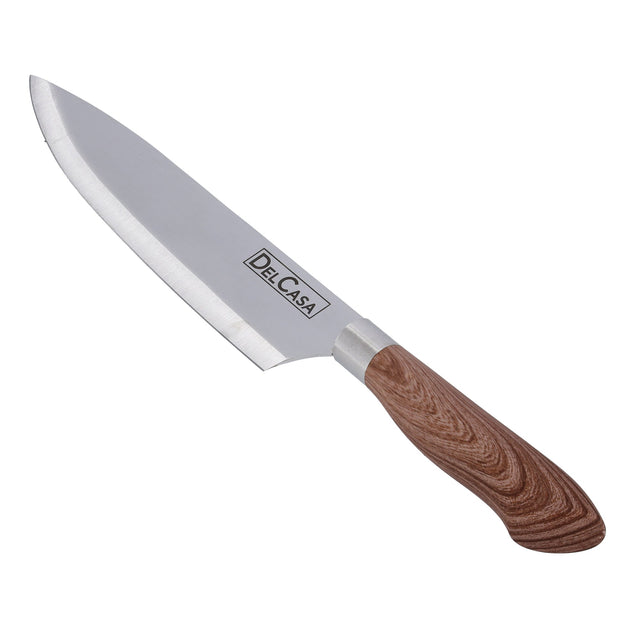 Stainless Steel Chef Knife Silver/Brown 8inch