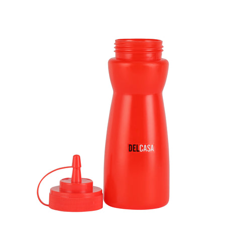 Delcasa 16Oz Ketchup Bottle with Cap, Plastic Squeeze Bottles Perfect for Ketchup, Mustard, Dressings, Olive Oil, BBQ Sauce