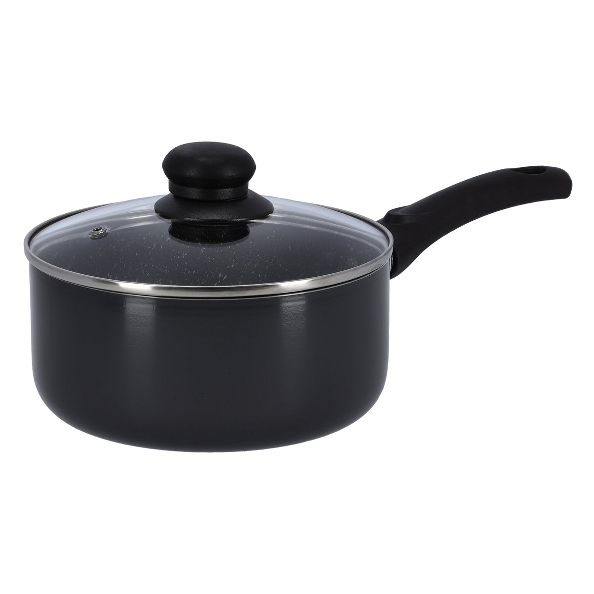 Non-Stick Aluminium Saucepan With Lid Grey/Black 16cm