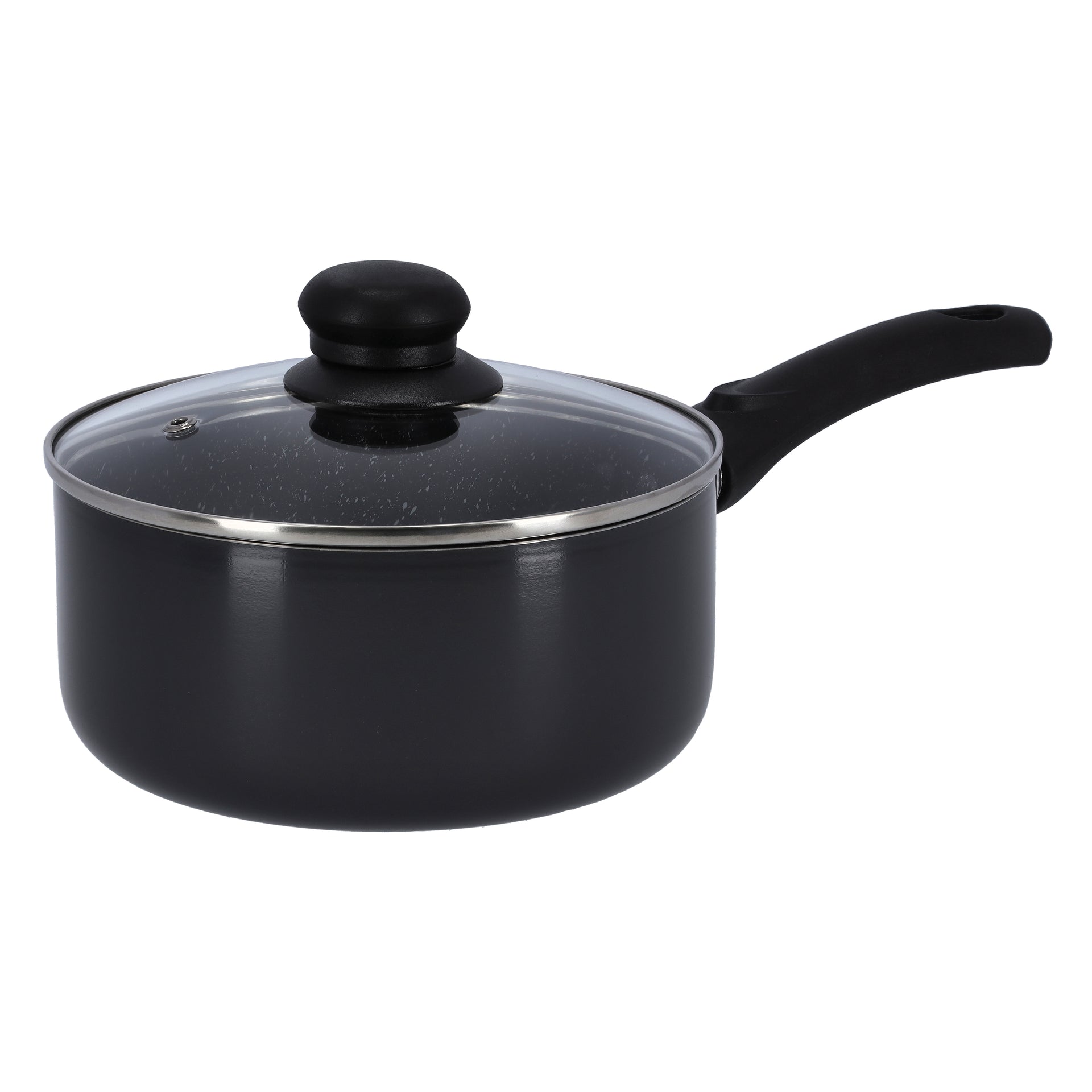 Non-Stick Aluminium Saucepan With Lid Grey/Black 16cm