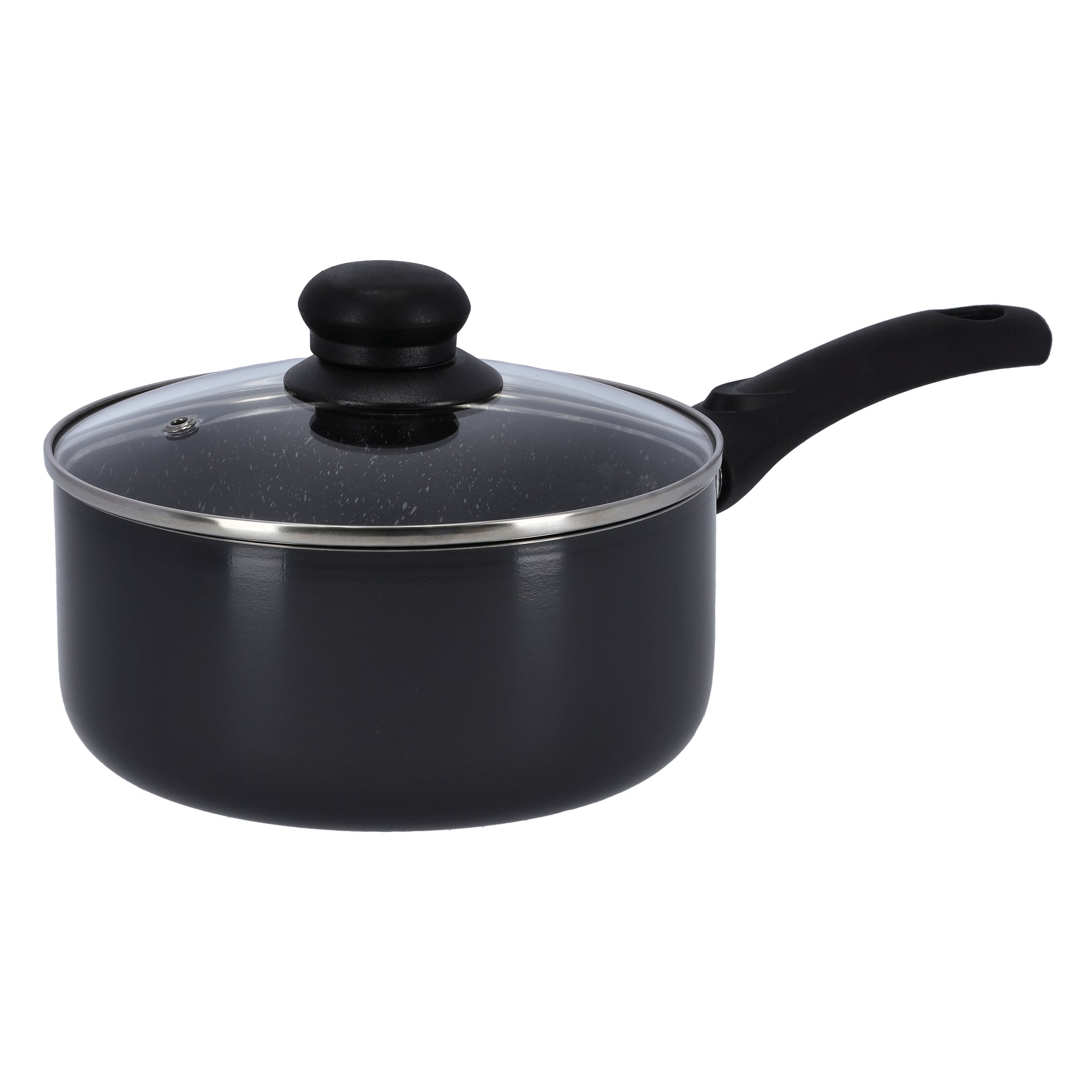Non-Stick Aluminium Saucepan With Lid Grey/Black 16cm
