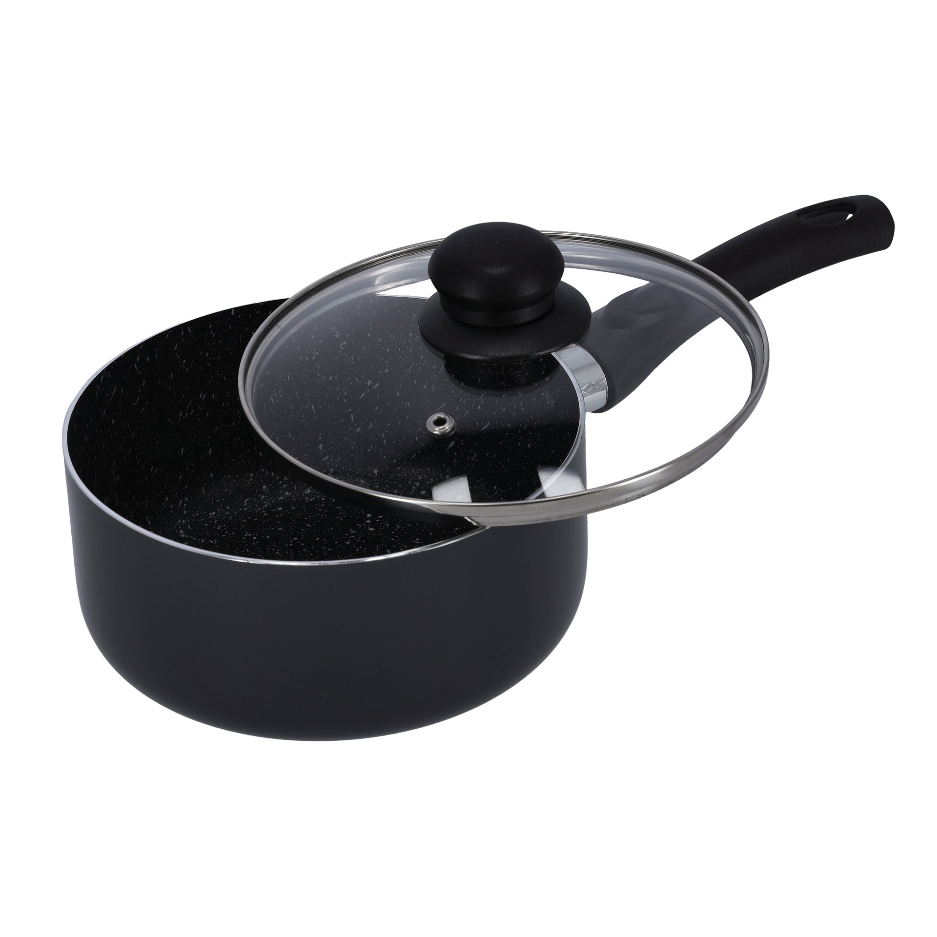Non-Stick Aluminium Saucepan With Lid Grey/Black 16cm