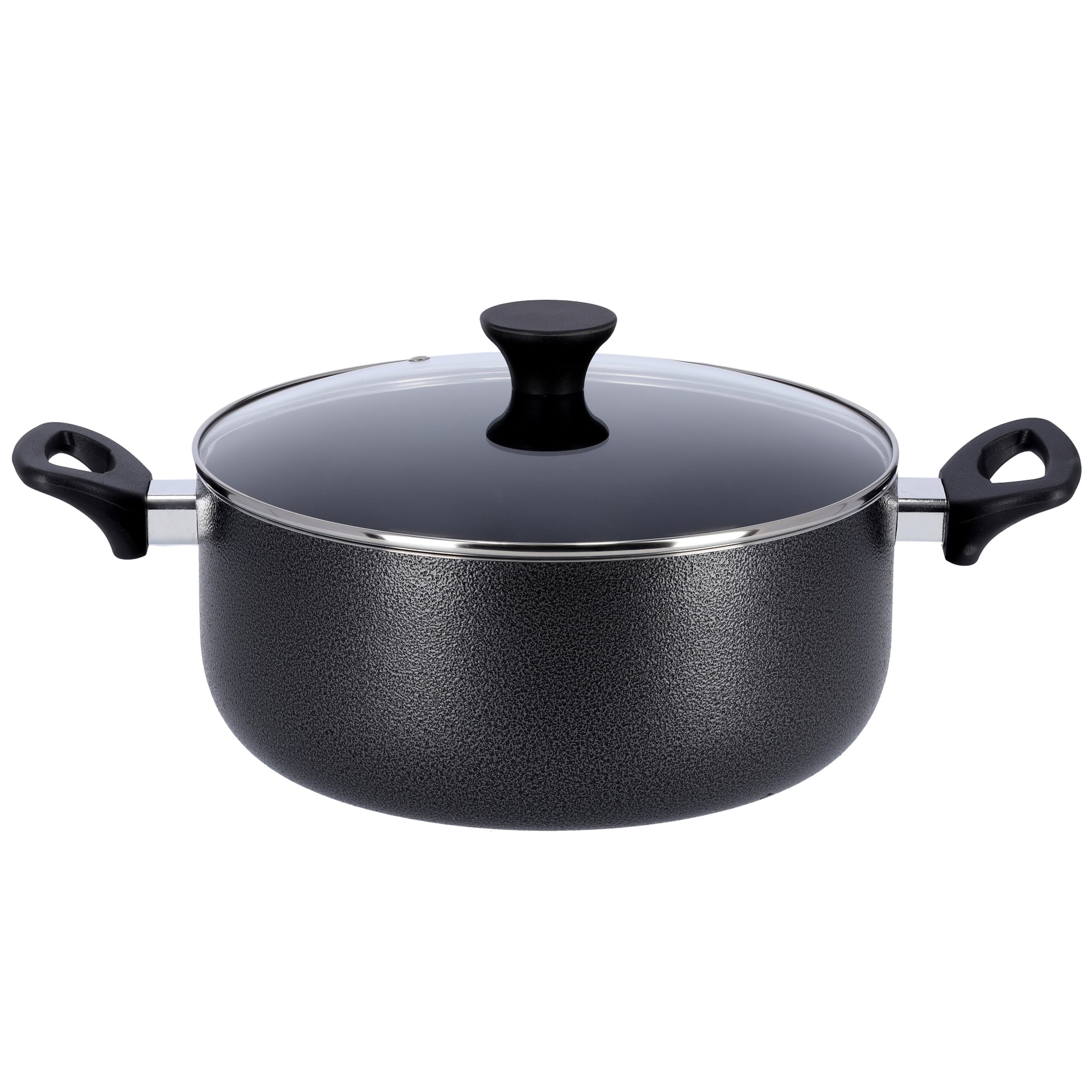 7-Piece Granite Coated Aluminium Casserole Set | Induction Compatible Cookware with Glass Lids | Non-Stick, Durable & Even Heating Pots for Gas, Ceramic & Halogen | Grey