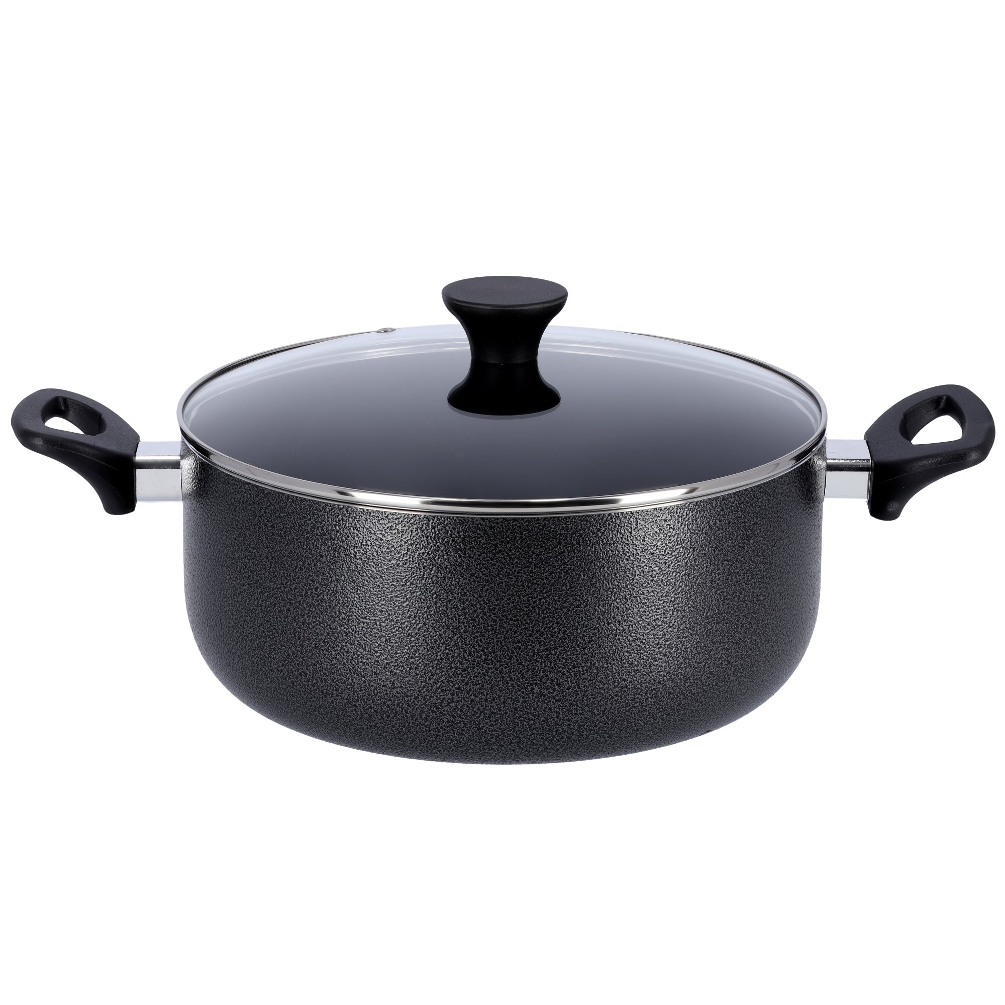 7-Piece Granite Coated Aluminium Casserole Set | Induction Compatible Cookware with Glass Lids | Non-Stick, Durable & Even Heating Pots for Gas, Ceramic & Halogen | Grey