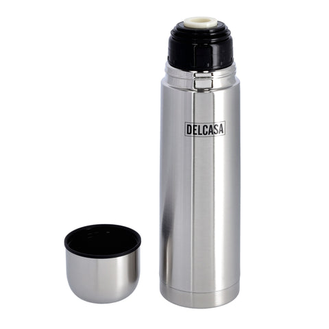 Stainless Steel Vacuum Water Bottle Silver/Black 1Liters