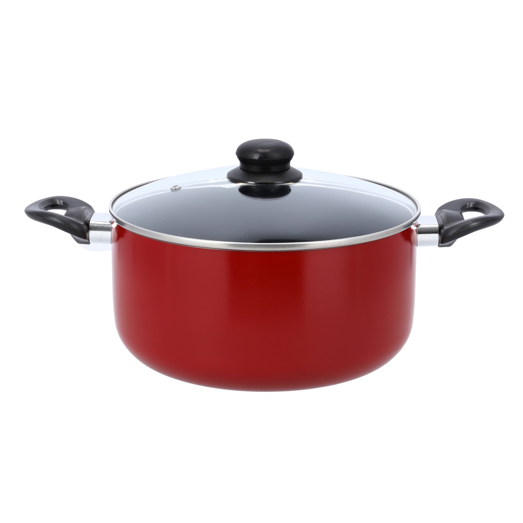 Royal Ford 9pcs Aluminum Non-Stick Cookware Set, | 3 Layer Durable Construction | Tempered Glass Lid with Steel Frame | CD Bottom | Bakelite Handle | 2pcs Nylon Tool , Red color Red