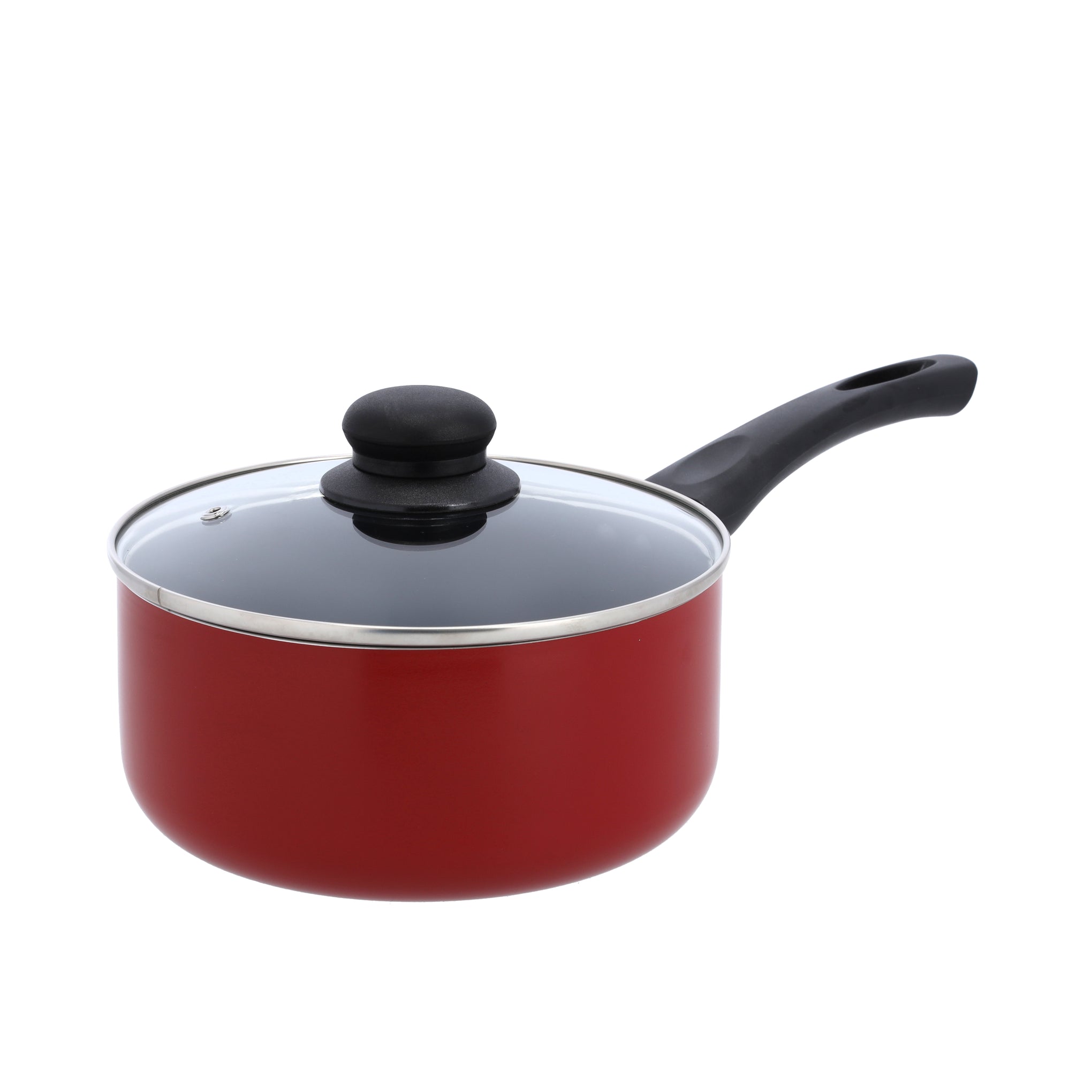 Royal Ford 9pcs Aluminum Non-Stick Cookware Set, | 3 Layer Durable Construction | Tempered Glass Lid with Steel Frame | CD Bottom | Bakelite Handle | 2pcs Nylon Tool , Red color Red