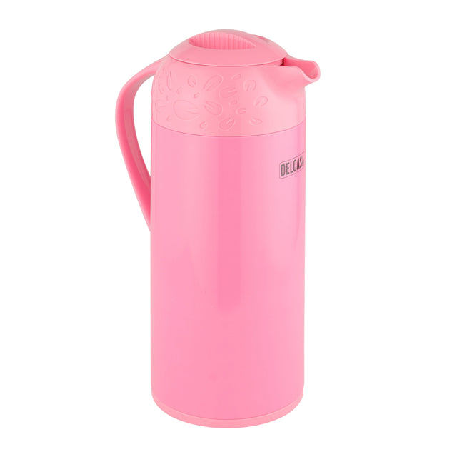 1000ml Vacuum Flask, Asbestos-Free Glass Inner Pink color  Portable with Comfortable Handle & Pouring Spot | 14 Hrs Hot, 36 Hrs Cold